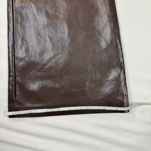 Wilfred Aritzia Brown Faux Leather Flare Pants Women's 8 Y2K 90s Bootcut Concert - Picture 5 of 16